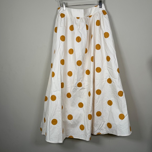 Petal & Pup Dresses & Skirts - Petal & Pup Phillipa Beige Marigold Polka Dot A-Line Full Skirt Large